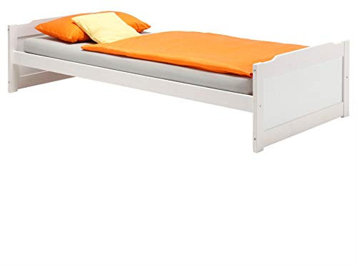 IDIMEX Einzelbett Kinderbett Holzbett Bett Fritz, 90x200 cm Kiefer massiv weiß lackiert