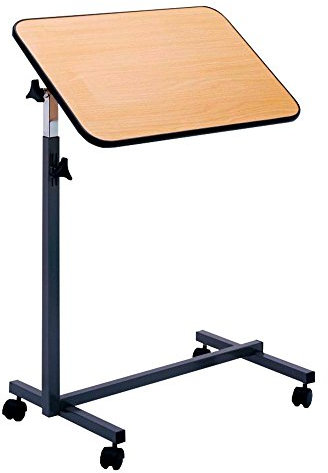 Betttisch NOVA, Beistelltisch Pflegetisch höhenverstellbar neigbar Rollen braun
