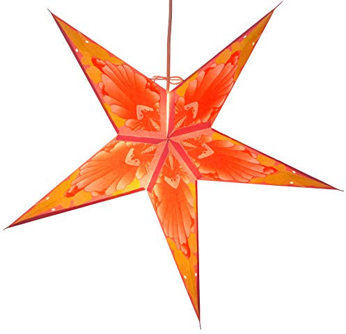 GURU SHOP Faltbarer Advents Leucht Papierstern, Weihnachtsstern 60 cm - Floria Orange, Papiersterne 60 cm