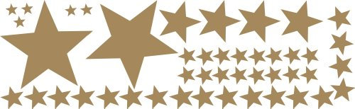 45 Stück selbstklebende, goldene Sterne XL Set gemischt Ø15-2cm, Aufkleber, Fensterdekoration zu Weihnachten, Wandtattoo Deko Sticker, Autoaufkleber, Schaufenster In- und Outdoor 70016