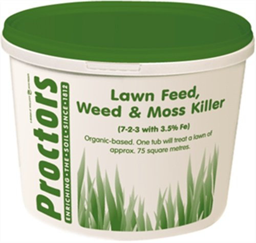 5kg airtight tub of Proctors mini granular 3 in 1 lawn feed weed and moss killer for lawns and grass