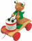 WOODY 90196 Nachziehfigur Frosch mit Trommel, beige, 3-5 Jahre