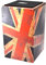 VOLT Cool-Cajon Cajon Union Jack Design Percussion (Cajon Set inkl. Lernbuch Cajon-Schule Cajon Basics + CD & Seatpad, Größe:L) geeignet ab 10 Jahren