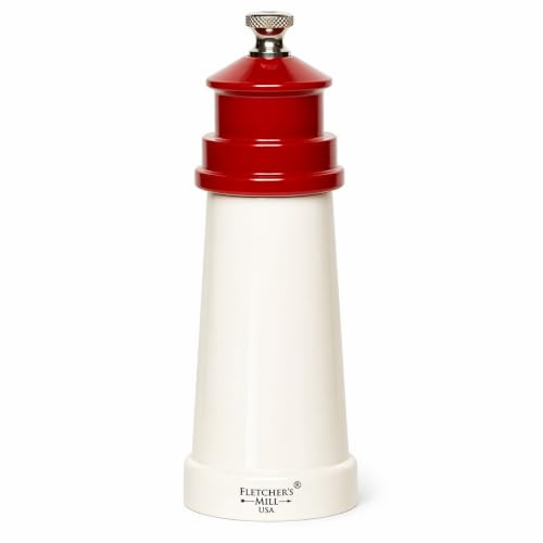 Fletchers' Mill Leuchtturm-Salzmühle, 15,2 cm, verstellbare Grobheit, Weiß/Rot