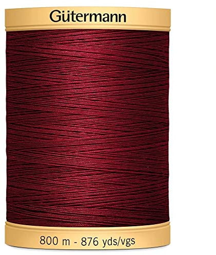 Gutermann Natural Cotton Thread for Hand or Machine Sewing, Quilting, Decorative Embroidery or Applique - Colour 2433-1 x 800m Spool
