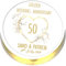 Golden Wedding Cake Topper - Personalised - Edible Icing - 7.5 / 19cm Round - 50th Anniversary