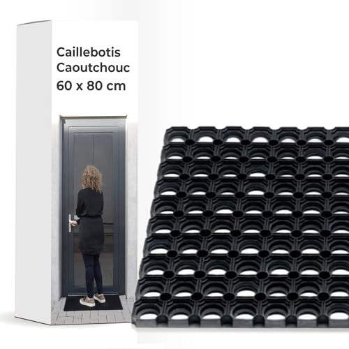 Vivol Gummi Ringmatte 60x80 cm Schwarz - Fußmatte für außen im Garten oder an der Hintertür - Gummimatten aussen im verschiedenen größen erhältlich