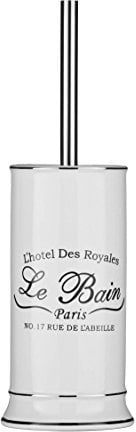 Premier Housewares Le Bain Graphic Toilet Brush and Holder Set Stoneware Brush Holder White Toilet Brushes and Holders Sets, D12xW12xH36
