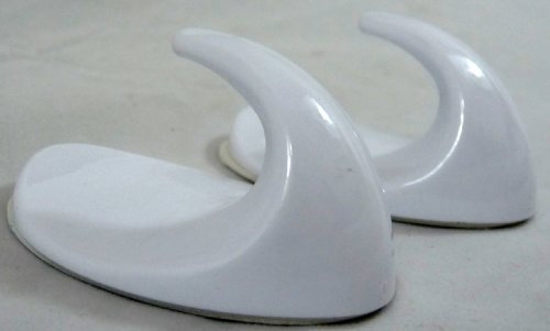 Star Pack Set of 2 Large Oval White Self Adhesive Plastic Hooks
