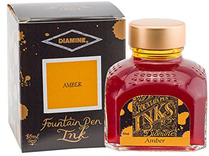 Diamine Amber, Yellow, Saffron Ink, Write Ink In The Ink-Glas, 80 ml