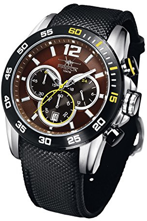 FIREFOX Falcon FFS180-106 Edelstahl kastanienbraun/schwarz Herrenuhr Armbanduhr Chronograph Spezial Lederarmband Sicherheitsdornschließe 10 ATM Prüfdruck