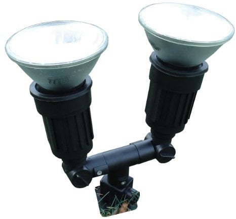 Zenitech - Spot Jardin à Piquer Double E27 80W Max IP44 - Installation Facile en 10 Minutes - Orientable avec Vis et Chevilles Incluses - Noir - 40 cm
