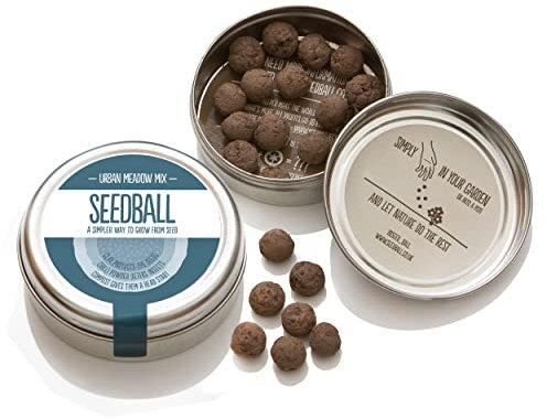 SEEDBALL Urban Meadow Mix Seed Bombs (Wild Flower Tin) – 20 Balls | British Wildflower Seeds - Seed Bomb for Bees, Butterflies, Birds & Garden Wildlife – A Colourful Mix of Annuals & Perennials