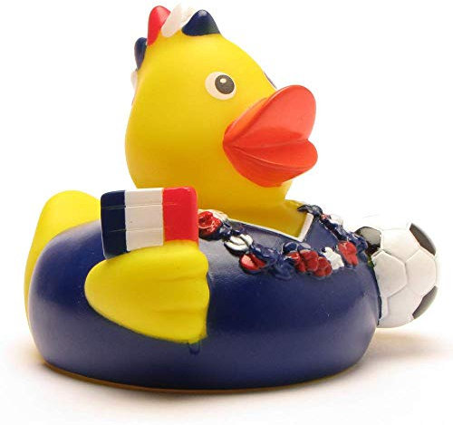 DUCKSHOP I Frankreich-Fan Badeente I Quietscheentchen I L: 8 cm I inkl. Badeenten-Schlüsselanhänger im Set