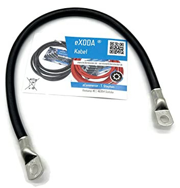 eXODA Cavo da batteria di 50cm Cavo di alimentazione da 50 mm² in rame con estremità ad anello M10
