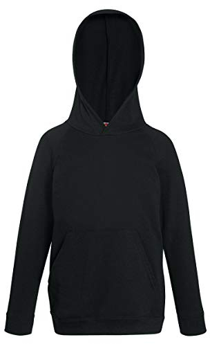 Fruit of the Loom Childrens Unisex Lightweight Hooded Sweatshirt/Hoodie (14-15) (Black)