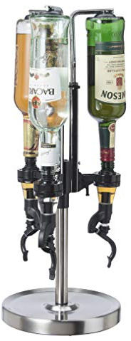 OGGI Professional 3-Bottle Revolving Liquor Dispenser, Stainless Steel