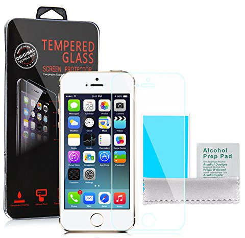 Cadorabo ! Screen Protector Tempered Glass Hartglas Schutzfolie für iPhone 5, 5s, 5c Display Schutzglas 0,3mm abgerundete Ecken – transparent