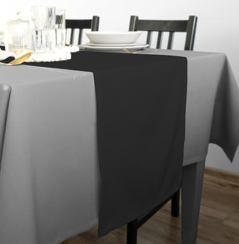 Rollmayer Hochwertiger Tischläufer Tischwäsche Uni einfarbig Pflegeleicht Kollektion Vivid, Farbe & Größe wählbar 21 Farben zur Auswahl, Produkt für den täglichen Gebrauch (Schwarz 34, 40x140cm)