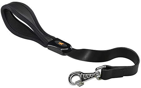 Ferplast Hundeleine aus Leder für große Hunde, gepolsterter Handgriff Giotto Länge 60 cm Breite 25 mm. Schwarz