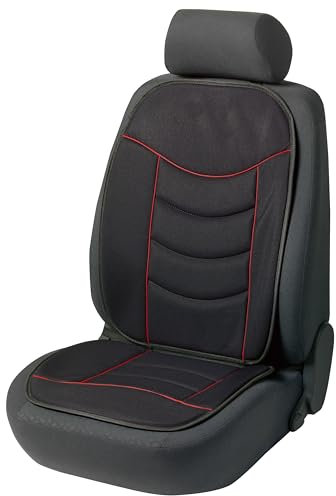 Walser Autositzauflage Elegance Plus in Schwarz/Rot, Universelle Schutzauflage, Autositz Schutzunterlage, PKW Sitzschoner, Sitzaufleger 14275
