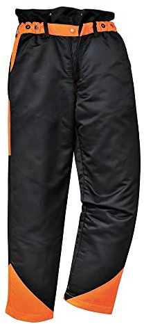 Portwest CH11 Oak Chainsaw Trousers Rule Pocket Machine Washable Black | Black, Small, UKCA Marked, UPF 40+, Regular Fit, Durable Polycotton Fabric, 65% Polyester, Button Closure, Breathable