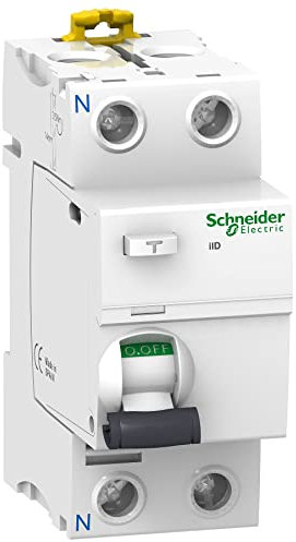 Schneider Electric A9R10225 iID Interruptor Diferencial, Clase AC, 2P, 25A, 10mA, 73.5mm x 36mm x 91mm, Blanco
