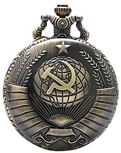 Ddjbdb Eastpartner USSR Soviet Sickle Hammer Quartz Pocket Watch Necklace Chain Men's Pendant Bronze