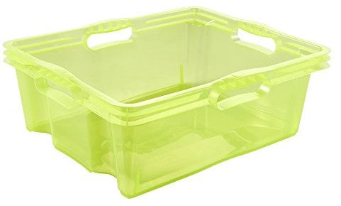 keeeper Aufbewahrungsbox mit integrierten Griffen, Größe: L, 43 x 35 x 15 cm, 16 l, Franz, Grün Transparent