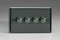 Varilight Iridium Black, LED Dimmer Switch - V-Pro Series, 4 Gang (Double), 1 or 2 Way, 250 Watt (Trailing Edge)