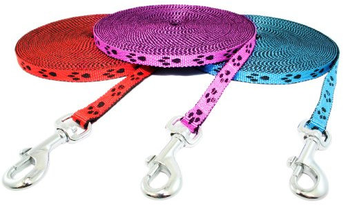 Hunde Design Mini Schleppleine mit Pfoten Rosa/Schwarz 10m