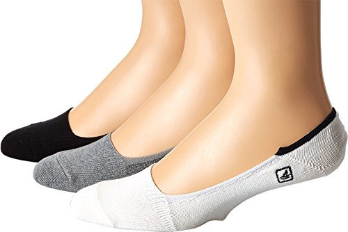 Sperry Men's Skimmer Feed Stripe Liner Socks-3 Pair Pack-Lightweight Soft Cotton Comfort and Embroidered Logo Casual, Charcoal Heather/Black, One Size (Pack of 3)