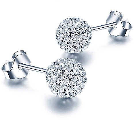 Kim Johanson Damen Ohrringe Shamballa Love aus 925 Sterling Silber mit Zirkonia Steinchen besetzt inkl. Schmuckbeutel