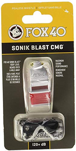 Fox 40 Sonik Blast CMG Fischietto, Bianco/Rosso