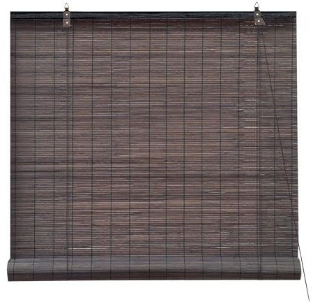 Victoria M. Bambusrollo Sonnenschutz Sichtschutz Rollo Seitenzugrollo, für Fenster und Türen, Blickdicht, 110 x 220 cm, Dunkelbraun