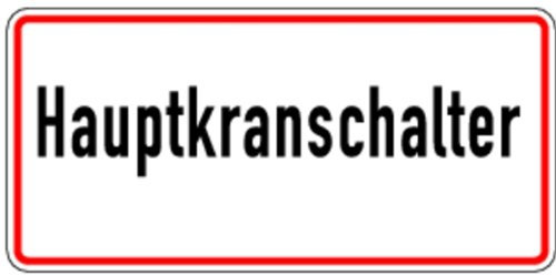 LEMAX® Hinweisschild, Hauptkranschalter, 185x385mm Alu geprägt 385x185mm
