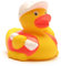 DUCKSHOP I Badeente Polier Bauleiter I Quietscheente I L: 7,5 cm I inkl. Badeenten-Schlüsselanhänger im Set