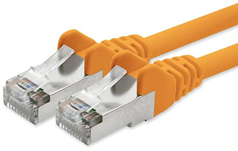 1aTTack.de Network cable CAT 5e foil and braid shielded SFTP network patch cable with 2x RJ45 plugs 10m orange