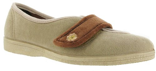 Mirak Andrea Touch Fastening Slipper Beige Size 6