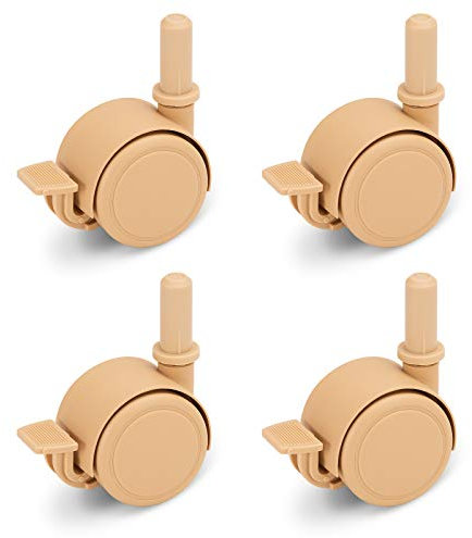 FabiMax 2802 Parkettrollensatz (4 Stück) mit Bremse für Kindermöbel, beige