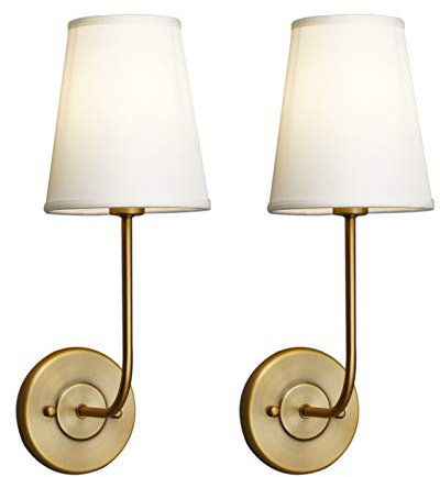 Yosoan Wandlampe Beige Trichter Stoffschirme Wandleuchte Einfache Moderne Mode Kreative Wandleuchte mit Stoffschirme (2 Stücke antike Farbe)