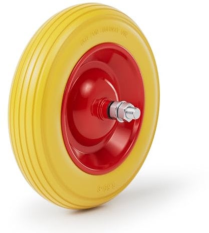 Wiltec Ruota anti-foratura piena 3,5-8, max 130 kg, in poliuretano e acciaio, per carrelli, carriole