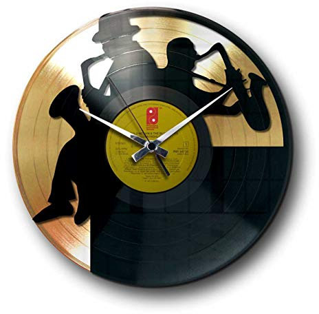 DISC'O'Clock Shallplattenuhr Sax Gold - Lautlos Wanduhr, einfach aufzuhängen. 100% Made in Italy Handwerkliches Produkt