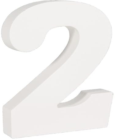 Rayher 62702000 MDF- Zahl 2, weiß, 11 cm, Stärke 2 cm, 3D-Zahl Holz, Holz-Zahl