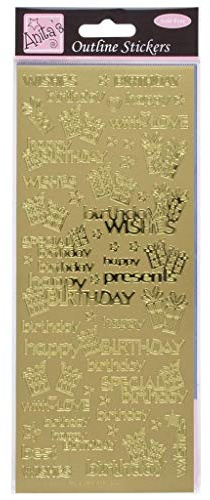 Anitas Outline Stickers, Special Birthday Wishes, Gold, For Scrapbooking, Card Making, Kids Play, Homework, Art, Craft, Embelish, Decorative, Paper, Card, Glass, Metal, Plastic, Foam