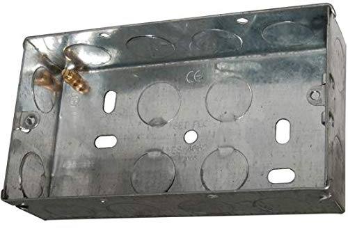 Loops 5x 35mm Twin/Double Metal Flush Mounted Back Box - 2 Gang Brick Wall Hole Pattress