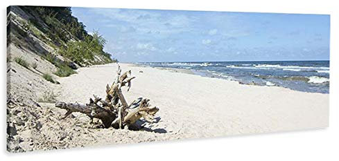 Modern Picture Leinwandbild Ostseestrand Meer Küste Sandstrand auf Keilrahmen + Oberflächenversiegelung 90 x 30 cm