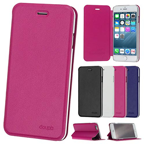 doupi Flip Case für iPhone 6 / 6S (4,7 Zoll), Deluxe Schutz Hülle mit Magnetischem Verschluss Cover Klappbar Book Style Handyhülle Aufstellbar Ständer, rot