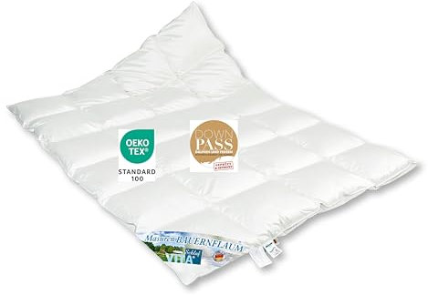 Vitaschlaf® MASUREN BAUERNFLAUM W6 EXTRA WARM 100 % Gänsedaunendecke Atelier-Luxe Premium Batisthülle Downpass 155×220 cm