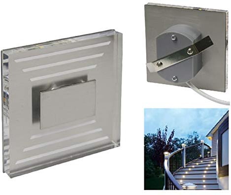 Trango 1er Set SL-013 LED Wandleuchte IP44 *SOFIE* in Eckig Wandleuchte, Treppenleuchte inkl. 1 Watt LED Modul 3000K warmweiß beliebig erweiterbar direkt 230 Volt, Treppenbeleuchtung, Wandstrahler